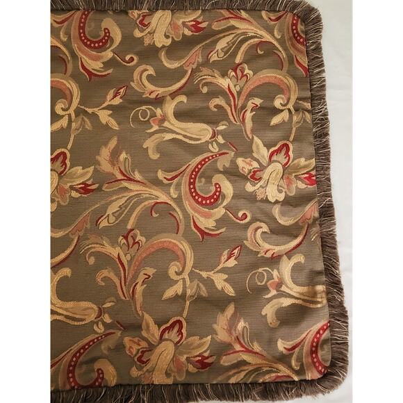 PILLOW SHAMS/COVERS-SHAVEL-Square-Rich Colors-Gold Red-Fringe Edge-26"x26" - Picture 6 of 14